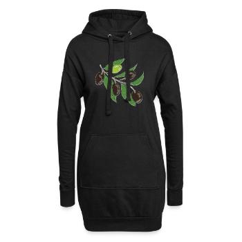 Olive Branche Verte Olive foncée - Sweat-shirt à capuche long Femme - noir - Devant