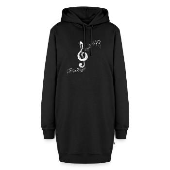 Schwebender Notenschlüssel - Hoodie-Kleid - Schwarz - Vorne - AI Model Female 172 light (172cm)