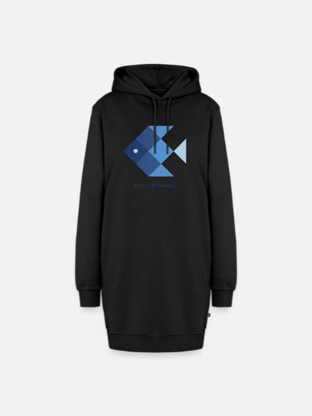 Keep Swimming – Minimalistischer Fisch Spruch - Hoodie-Kleid - Schwarz