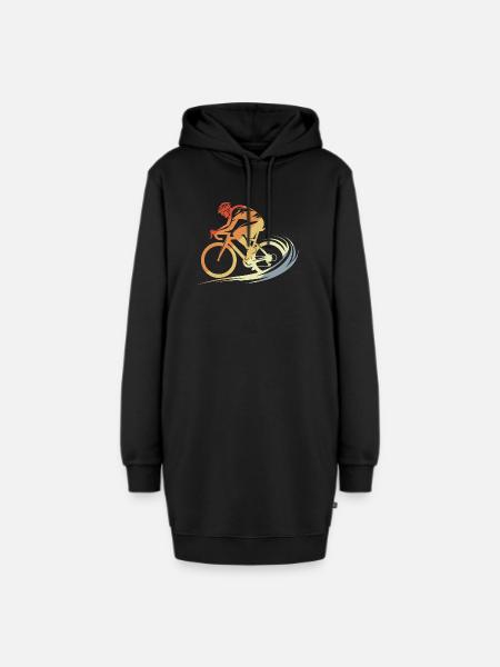 Vintage Fahrradfahrer Zeichnung - Hoodie-Kleid - Schwarz