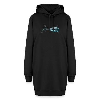 Scuba Diver Booping a Great White Shark  - Hoodie-Kleid - Schwarz - Vorne - AI Model Female 172 light (172cm)