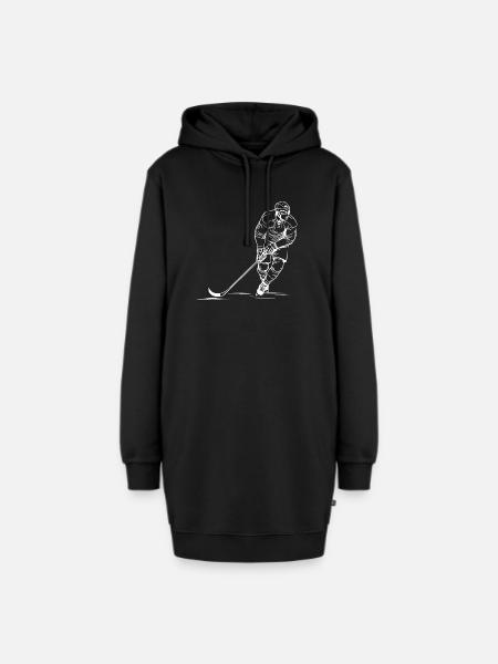 Eishockeyspieler Skizze - Hoodie-Kleid - Schwarz
