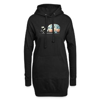Panda avec caravane – Charmant design de voyage - Sweat-shirt à capuche long Femme - noir - Devant