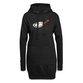 Spiegelei in Pfanne – Frühstück mit Retro-Charme - Hoodie-Kleid - Schwarz - Vorne