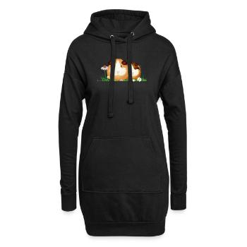 Zwei Meerschweinchen auf der Wiese – Harmonie - Hoodie-Kleid - Schwarz - Vorne