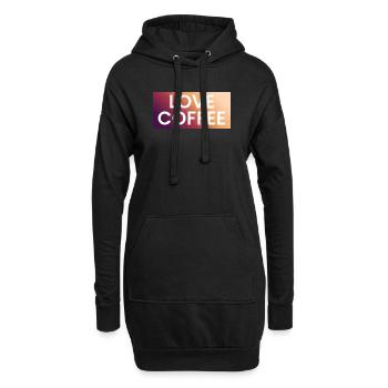 Kaffee Liebe im Farbverlauf - Hoodie-Kleid - Schwarz - Vorne