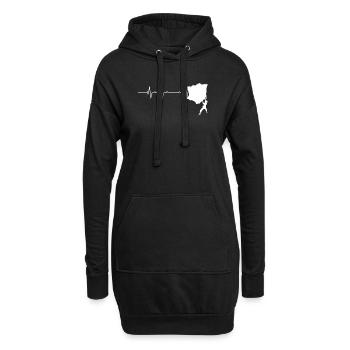Bergsteiger auf einem Herzschlag-Pfad - Hoodie-Kleid - Schwarz - Vorne