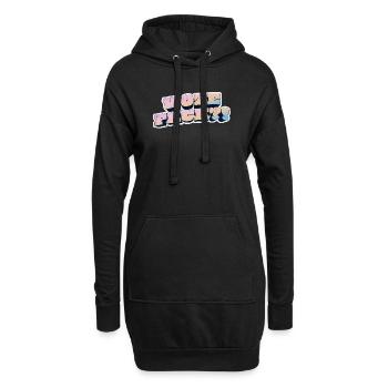Wow Face Pastell Graffiti Stil - Hoodie-Kleid - Schwarz - Vorne