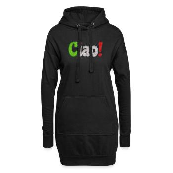 Farbiges Stickdesign Ciao Italien - Hoodie-Kleid - Schwarz - Vorne