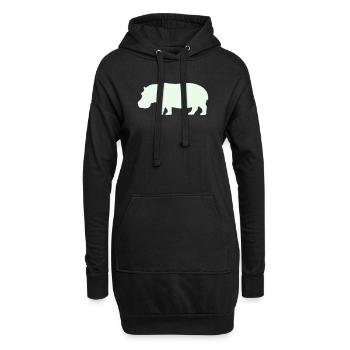 Hippo Silhouette in Pastellgrün - Hoodie-Kleid - Schwarz - Vorne