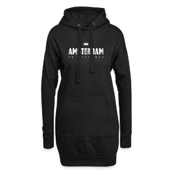 Amsterdam Typographie audacieuse en détresse - Sweat-shirt à capuche long Femme - noir - Devant