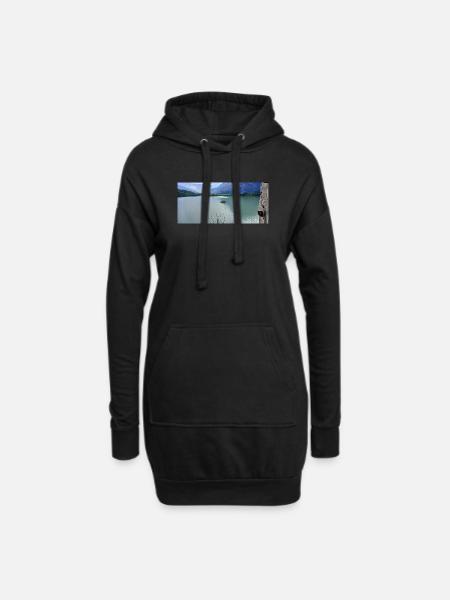 Réflexions sur le lac alpin Sereni - Sweat-shirt à capuche long Femme - noir
