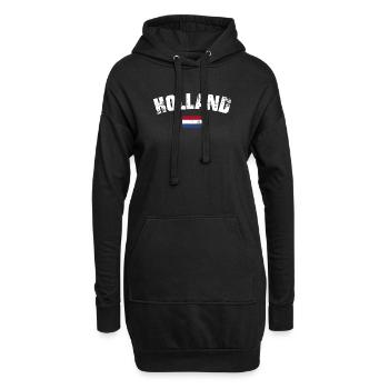 Holland Distressed Typografie - Hoodie-Kleid - Schwarz - Vorne