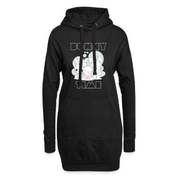 Bunny Time Rabbit Rabbits Graphique amusant - Sweat-shirt à capuche long Femme - noir - Devant