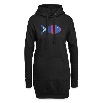 POISSON - Sweat-shirt à capuche long Femme - noir - Devant