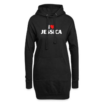 J'adore Jessica Red Heart, fan du nom romantique - Sweat-shirt à capuche long Femme - noir - Devant
