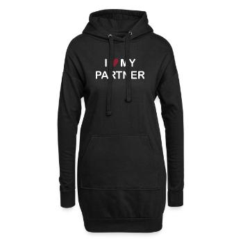 J’aime mon partenaire – Chemise/Pull de couple - Sweat-shirt à capuche long Femme - noir - Devant