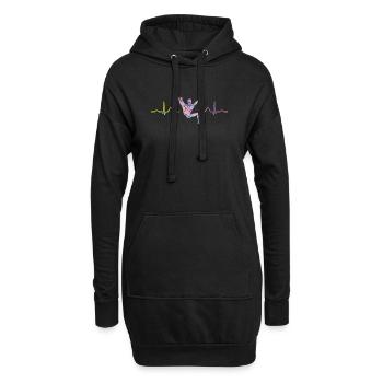 Boulderer Herzschlag Boulder Bouldern - Hoodie-Kleid - Schwarz - Vorne