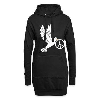 Friedenstaube mit Peacezeichen - Hoodie-Kleid - Schwarz - Vorne