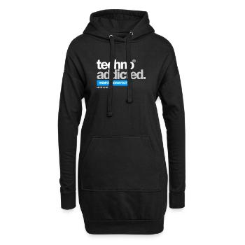 techno addicted. - Hoodie-Kleid - Schwarz - Vorne