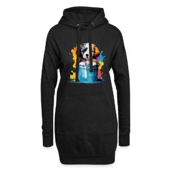 Niedlicher Hund Farbeimer für einen Hundebesitzer - Hoodie-Kleid - Schwarz - Vorne
