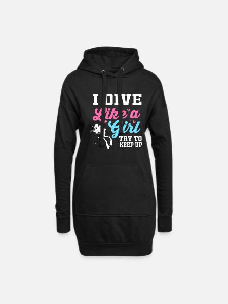 Tauchen - Hoodie-Kleid - Schwarz