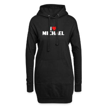 I love Michael Rotes Herz Romantischer Name Fan - Hoodie-Kleid - Schwarz - Vorne