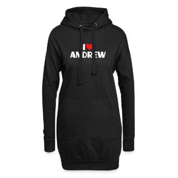 I love Andrew Rotes Herz Romantischer Name Fan - Hoodie-Kleid - Schwarz - Vorne