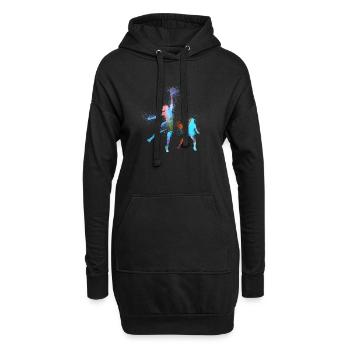 basketballerin, basketball,Graffiti - Hoodie-Kleid - Schwarz - Vorne