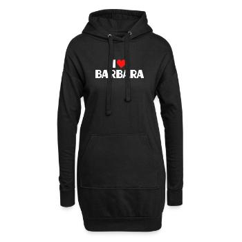 I love Barbara Rotes Herz Romantischer Name Fan - Hoodie-Kleid - Schwarz - Vorne