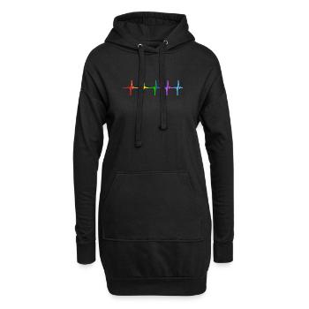 Herzschlag-Impuls-T-Shirt des homosexuellen Stolz-LGBT - Hoodie-Kleid - Schwarz - Vorne
