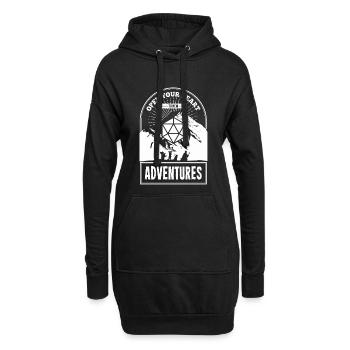 citation d’aventure stylo et papier - Sweat-shirt à capuche long Femme - noir - Devant
