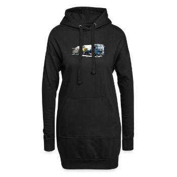 Tieflader mit Radlader - Hoodie-Kleid - Schwarz - Vorne