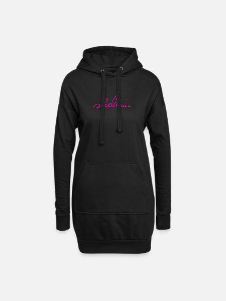 Magenta Graffiti Signature on Black - Hoodie Dress - black