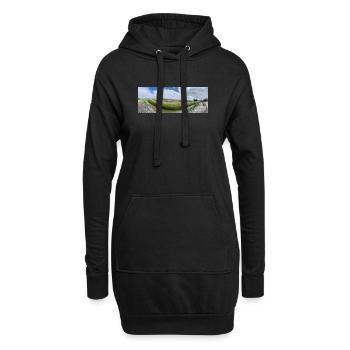 Panoramafeld mit Graben und Blumen - Hoodie-Kleid - Schwarz - Vorne