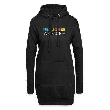 refugees welcome asylrecht bleiberecht für alle - Hoodie-Kleid - Schwarz - Vorne