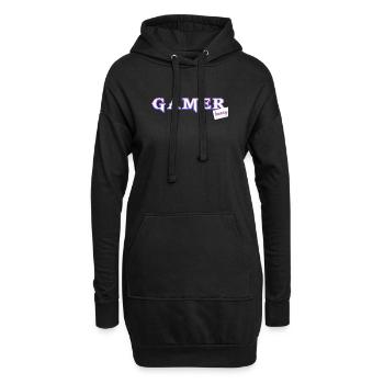 Jeder gamer braucht sein bunny! - Hoodie-Kleid - Schwarz - Vorne