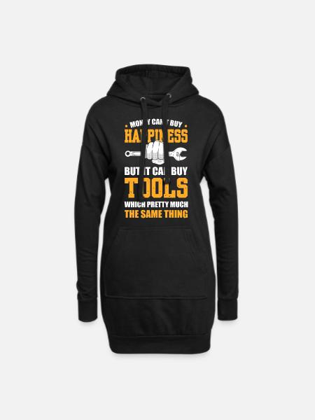 Mit Geld kann man kein Glück kaufen, aber man kann - Hoodie-Kleid - Schwarz