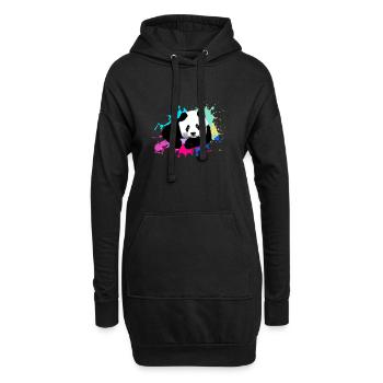 Panda,Panda Ours,Coloré,Graffiti,Peinture,Taches - Sweat-shirt à capuche long Femme - noir - Devant