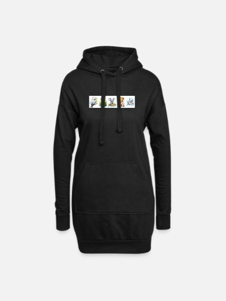 Tierabdrücke aus der Baumschule - Hoodie-Kleid - Schwarz