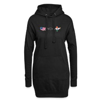 Le battement de cœur des États-Unis et de l’Inde - Sweat-shirt à capuche long Femme - noir - Devant