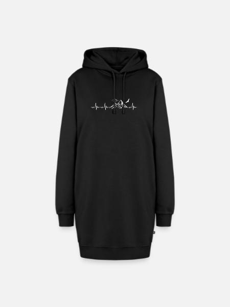 Berg Berge Gebirge Heartbeat Frequenz Puls EKG - Hoodie-Kleid - Schwarz