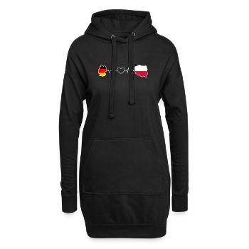 Le battement de cœur de l’Allemagne et de la Pologne - Sweat-shirt à capuche long Femme - noir - Devant