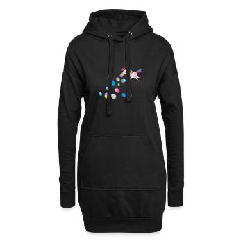 kotzendes einhorn,einhorn,ostern,ostereier - Hoodie-Kleid - Schwarz - Vorne