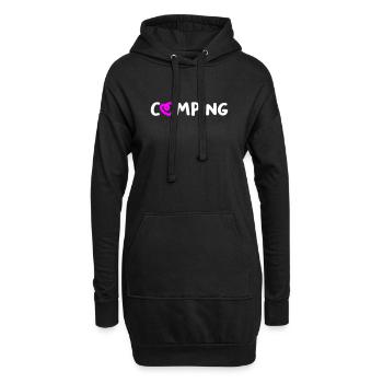Camping coeur camping-car écriture manuscrite caravane van vie - Sweat-shirt à capuche long Femme - noir - Devant