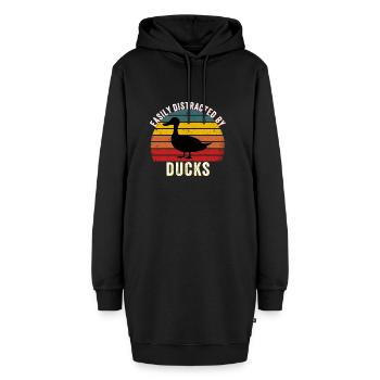 Facilement distrait par les canards Vintage Farmer drôle - Sweat-shirt à capuche long Femme - noir - Devant