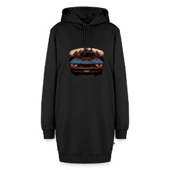 Blaues Muscle-Car mit Big Block V8 beim Burnout - Hoodie-Kleid - Schwarz - Vorne