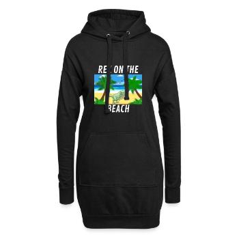 rex sur la plage - Sweat-shirt à capuche long Femme - noir - Devant