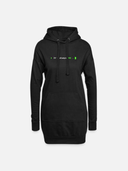 It's Always DNS – Sysadmin Terminal Design - Hoodie-Kleid - Schwarz