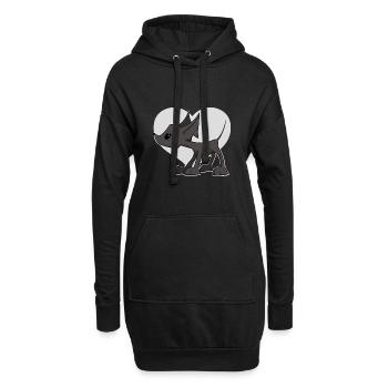 süßer Hund mit Herz. Shirt, Sticker, Hoodie ... - Hoodie-Kleid - Schwarz - Vorne